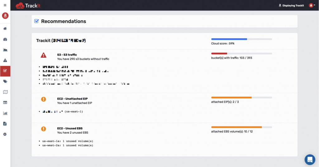 Cloudscore on TrackIt cost optimization platform