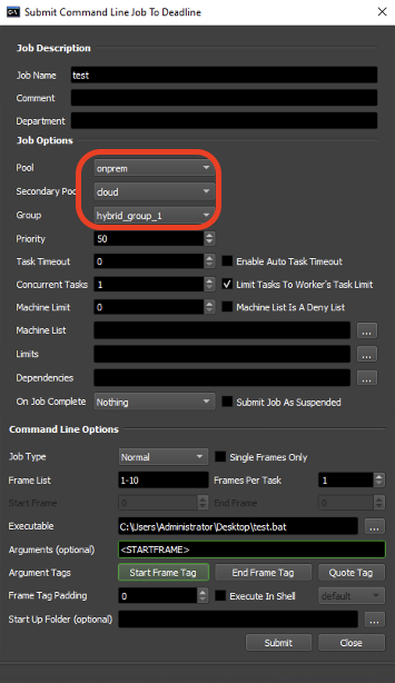 Deadline Spot Bursting Render Farms - Pool Submission Options